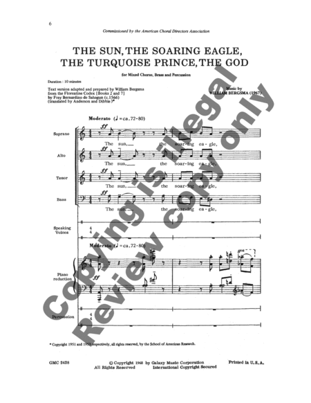The Sun, Soaring Eagle, Turquoise Prince, God (Choral Score)