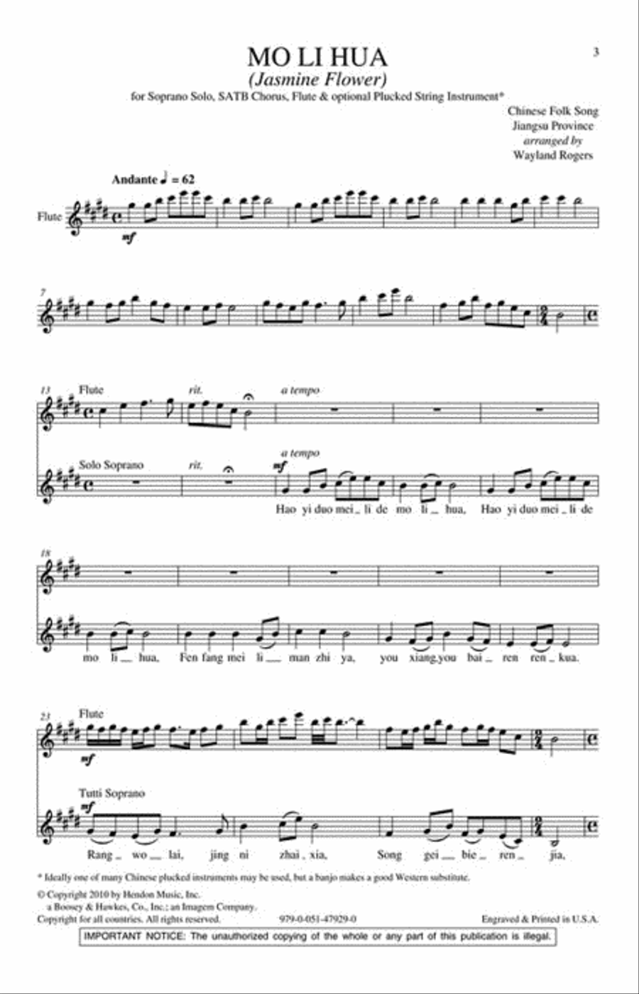 Mo Li Hua 4-Part scores gallery preview page 2