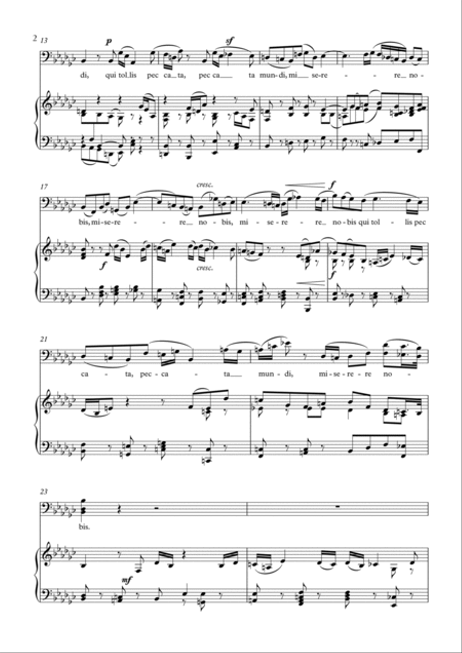 Aria (Agnus dei) from the Mass in B Minor (BACH) - Baritone_Ebm Piano, Vocal, Guitar scores gallery preview page 2