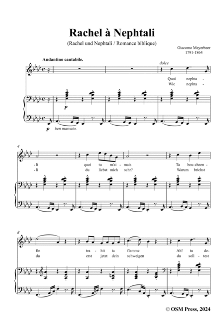 Meyerbeer-Rachel à Nephtali(Rachel und Nephtali;Romance biblique),in A flat Major Voice scores gallery preview page 3