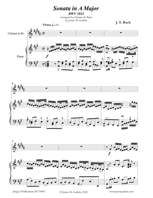 BACH: Sonata in A BWV 1032 for Clarinet & Piano