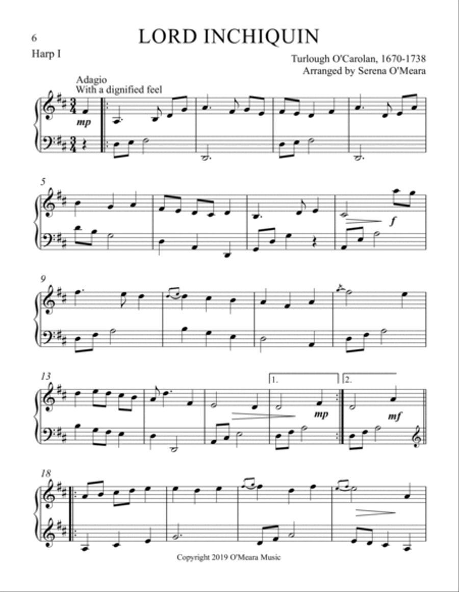 Lord Inchiquin, Harp Duet Celtic Harp scores gallery preview page 6