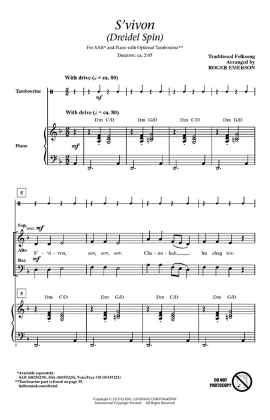 S'vivon (Dreidel Spin) S'vivon (Dreidel Spin) 3-Part scores gallery preview page 2
