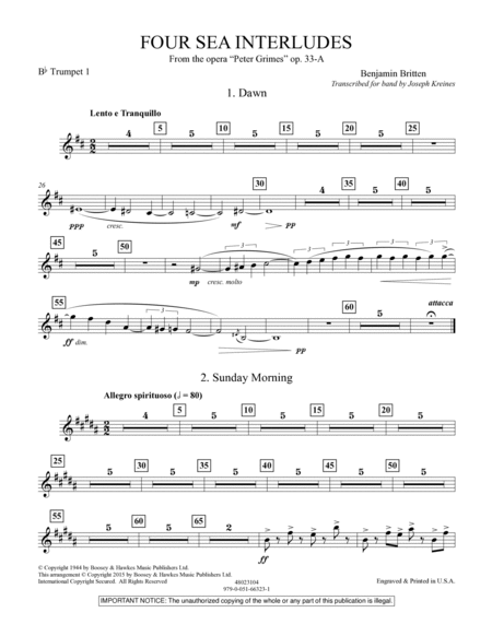Four Sea Interludes (from the opera "Peter Grimes") - Bb Trumpet 1