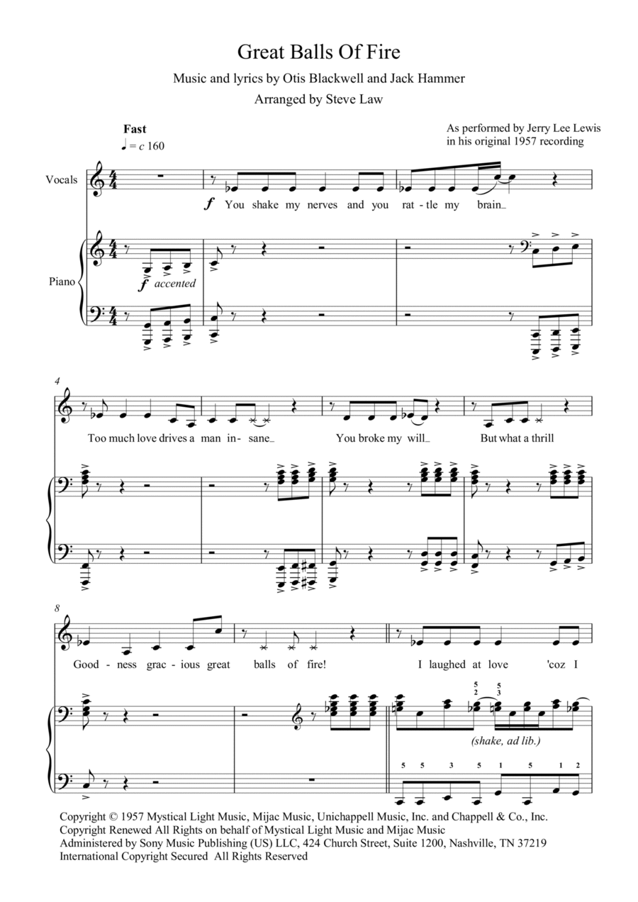 Great Balls Of Fire Piano Solo scores gallery preview page 1