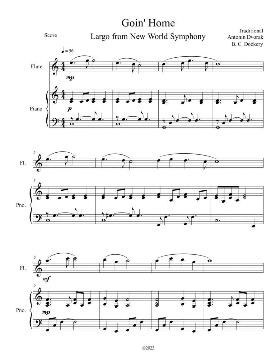 Goin' Home - Largo from New World Symphony (Flute Solo with Piano Accompaniment) Flute Solo scores gallery preview page 1