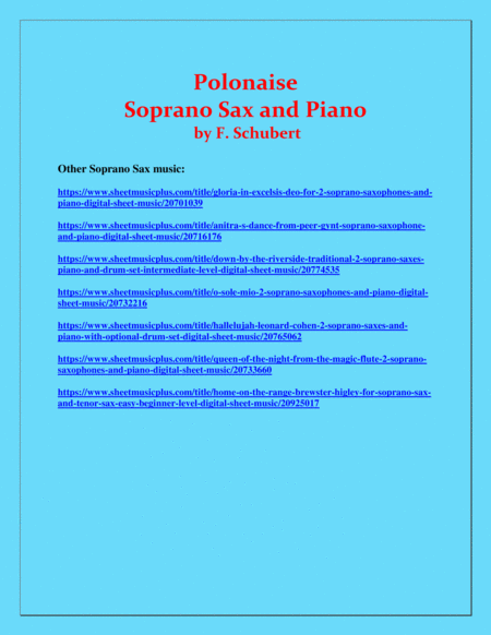 Polonaise - F. Schubert - For Soprano Sax and Piano - Intermediate image number null