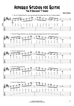 Arpeggio Studies for Guitar - The B Dominant 7 Chord