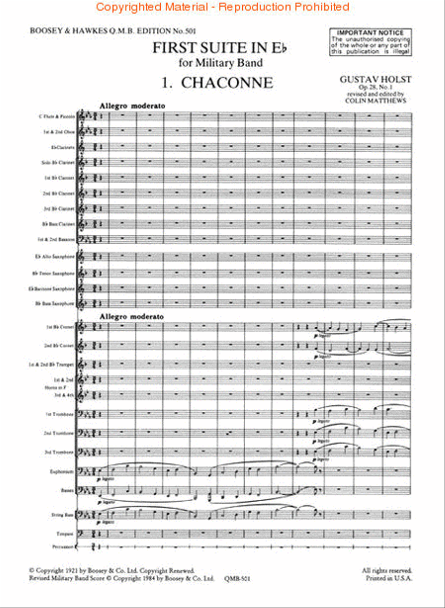 First Suite in E Flat (Revised) Concert Band scores gallery preview page 2