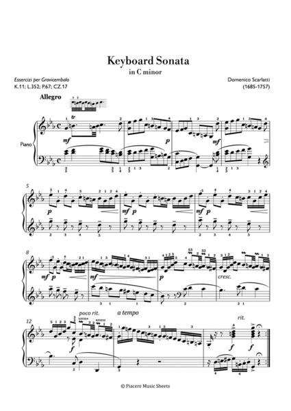 Scarlatti - Keyboard Sonata in C Minor - Intermediate image number null