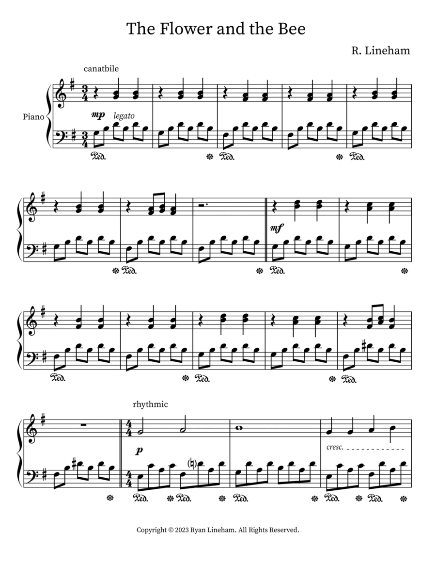 The Flower and the Bee The Flower and the Bee Piano Solo scores gallery preview page 1