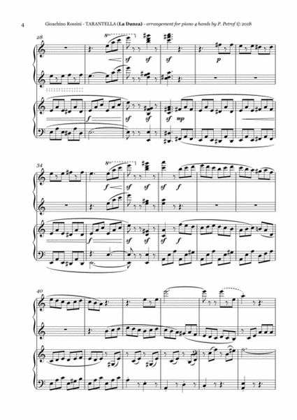 Rossini - LA DANZA (Tarantella), No.8 from "Soirees musicales" - 1 piano 4 hands image number null