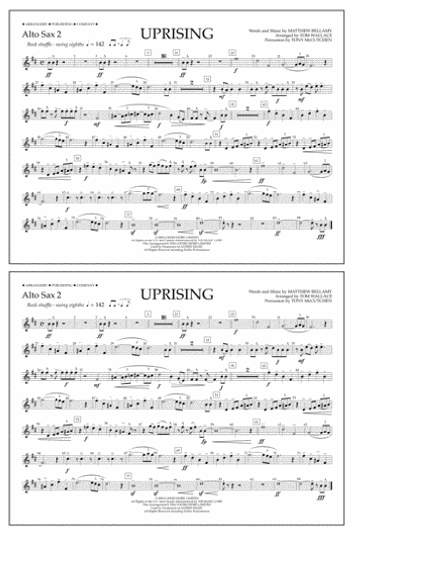 Uprising - Alto Sax 2 Marching Band scores gallery preview page 1