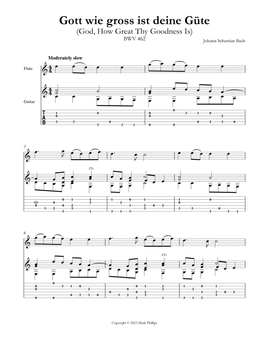 Gott wie gross ist deine Güte (God, How Great Thy Goodness Is) Flute scores gallery preview page 1
