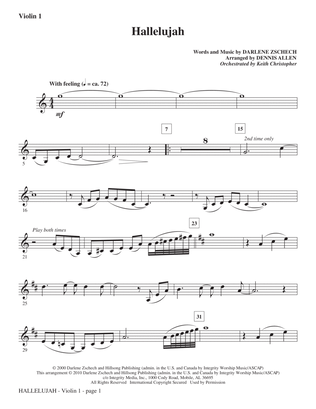 Book cover for Hallelujah (arr. Dennis Allen) - Violin 1