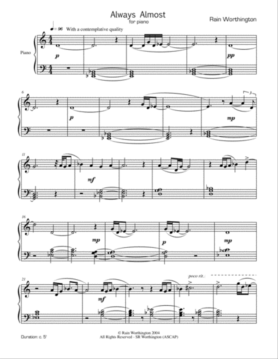 Always Almost – for piano Piano Solo scores gallery preview page 2