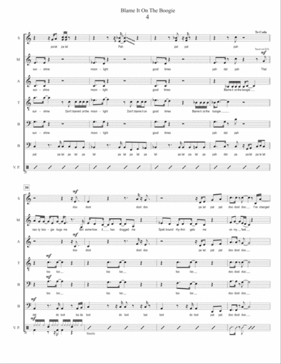 Blame It On The Boogie Divisi scores gallery preview page 4