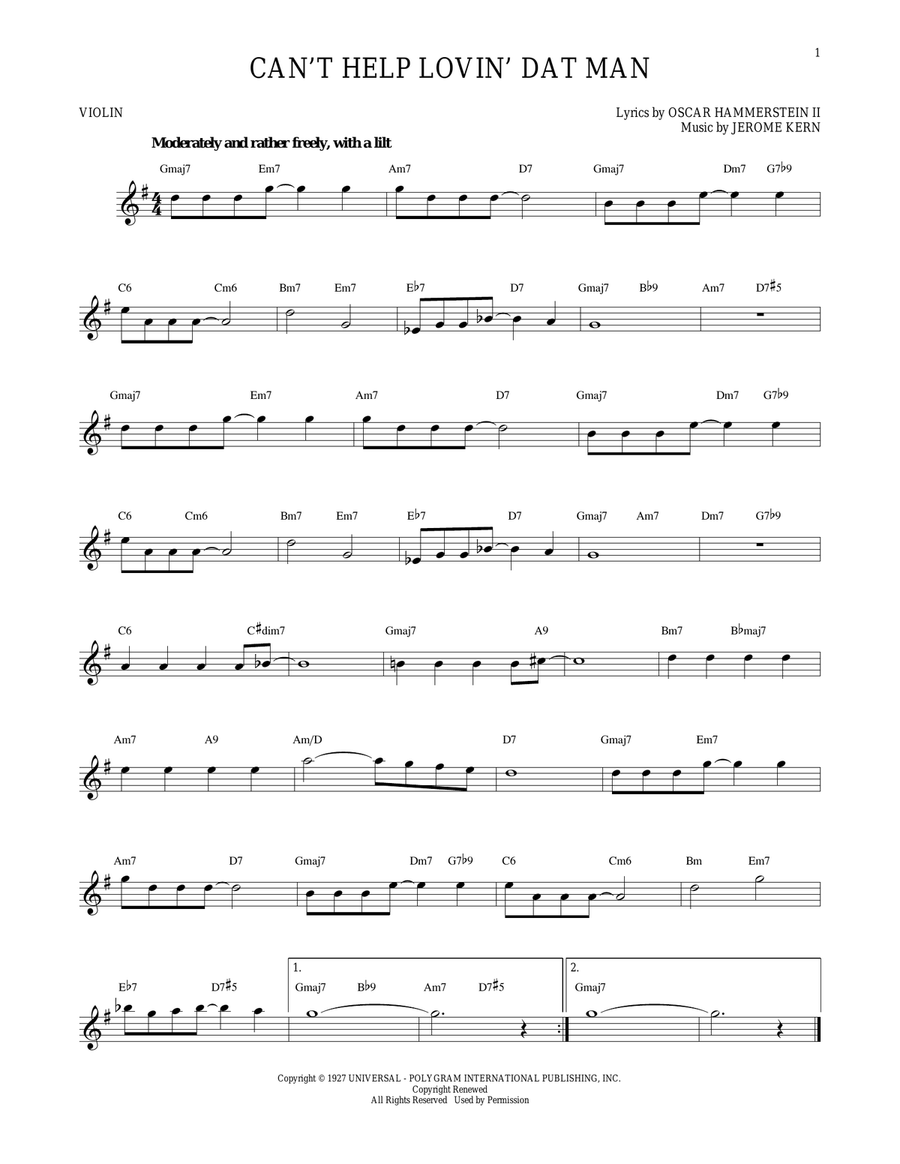 Can't Help Lovin' Dat Man Violin Solo scores gallery preview page 1