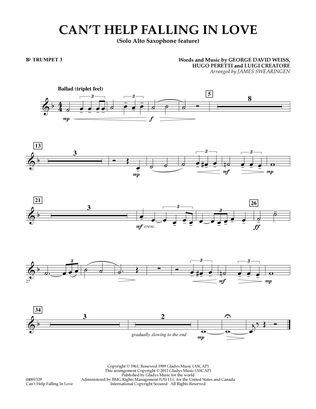 Can't Help Falling In Love (Solo Alto Saxophone Feature) - Bb Trumpet 3
