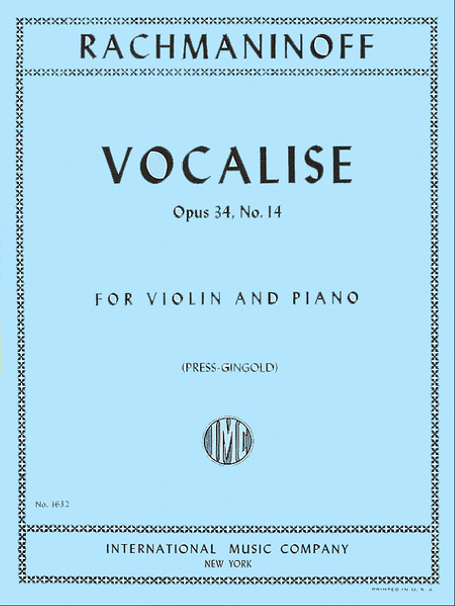 Vocalise, Op. 34 No. 14 Violin Solo scores gallery preview page 1