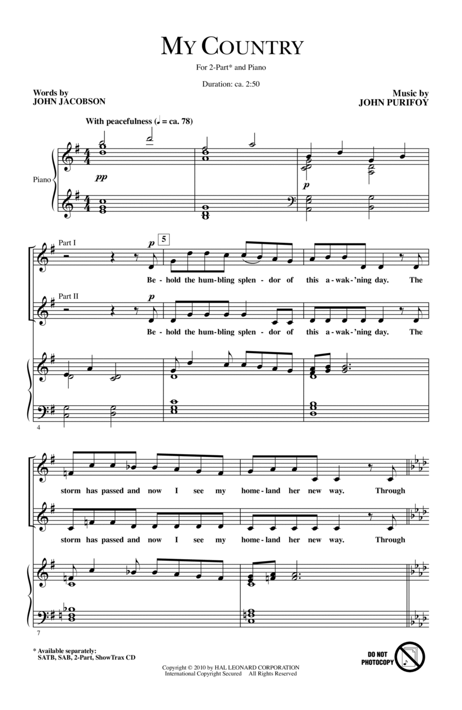 My Country My Country 2-Part scores gallery preview page 1