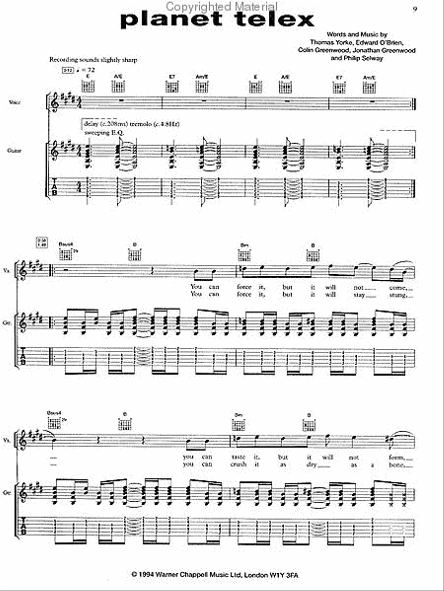 Radiohead – The Bends Electric Guitar scores gallery preview page 2