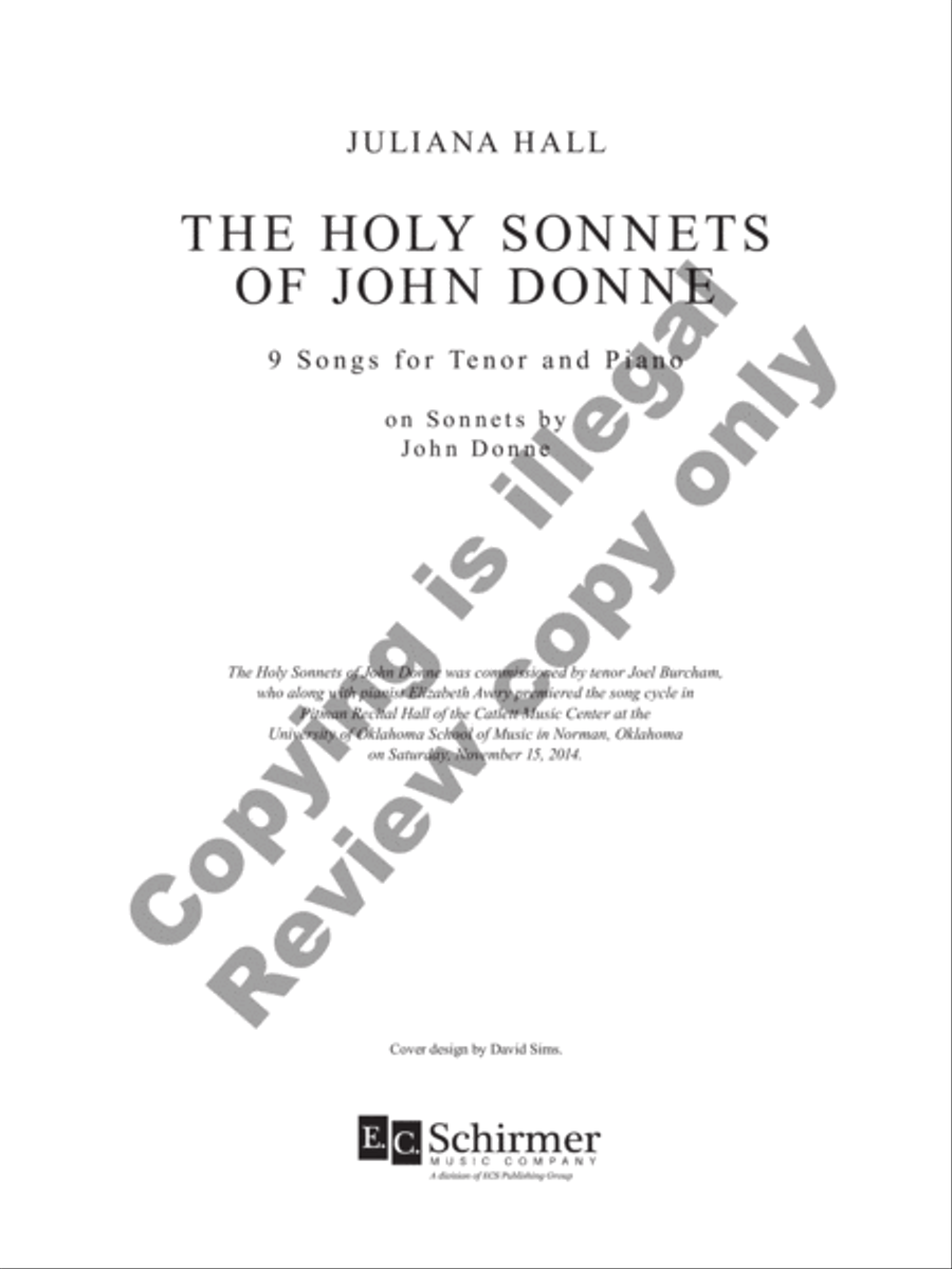 The Holy Sonnets of John Donne: 9 Songs for Tenor and Piano on Sonnets by John Donne Tenor Voice scores gallery preview page 3