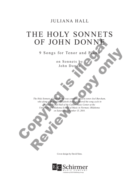 The Holy Sonnets of John Donne: 9 Songs for Tenor and Piano on Sonnets by John Donne image number null