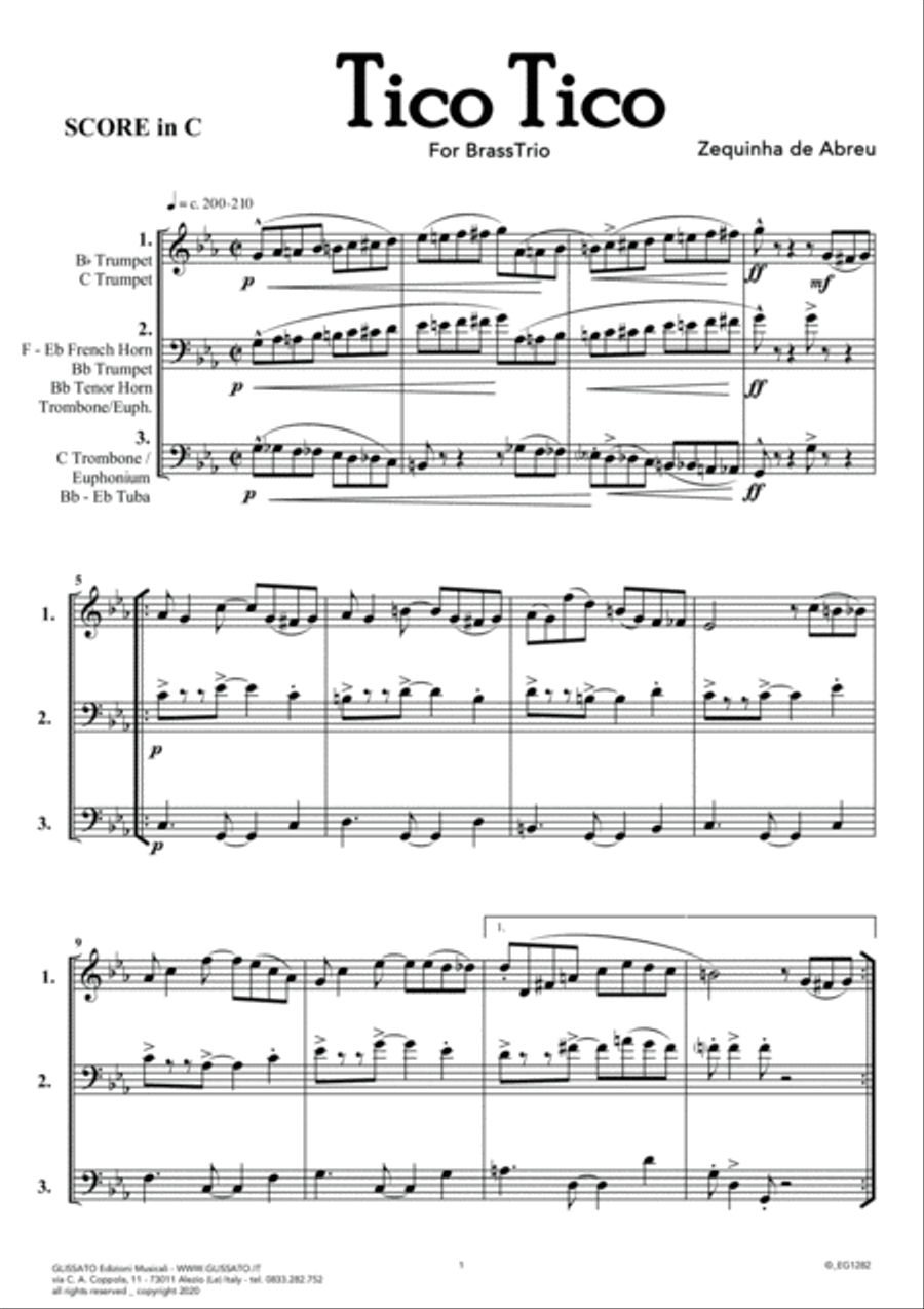 Tico Tico - flexible Brass Trio score & parts (10) Brass Trio scores gallery preview page 2