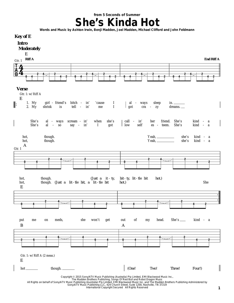 She's Kinda Hot She's Kinda Hot Electric Guitar scores gallery preview page 1