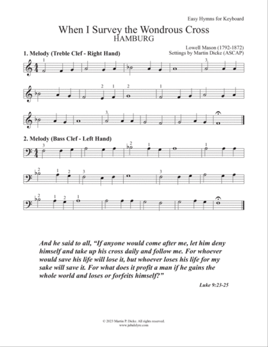 When I Survey the Wondrous Cross (Easy Hymns for Keyboard) Piano Method scores gallery preview page 3