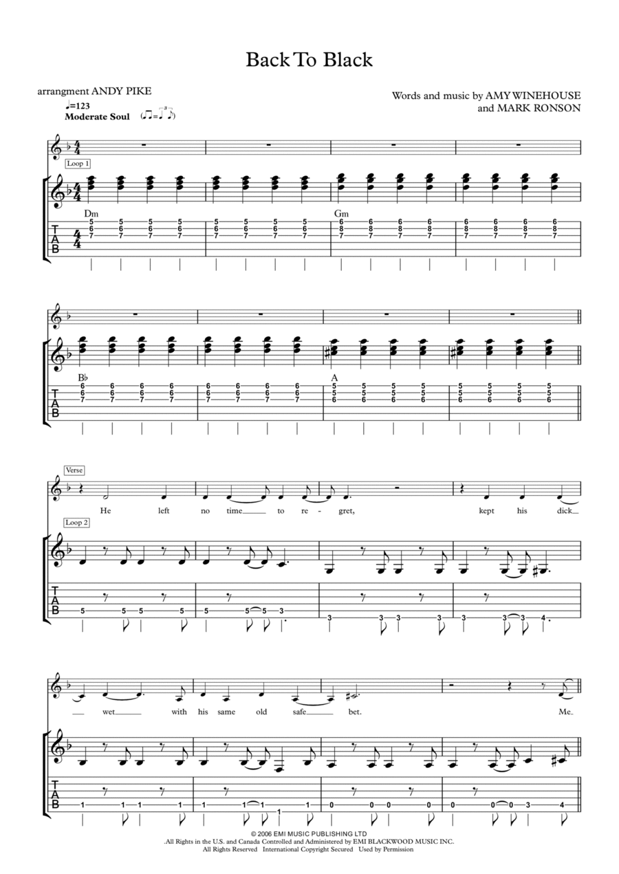 Back To Black Electric Guitar scores gallery preview page 1