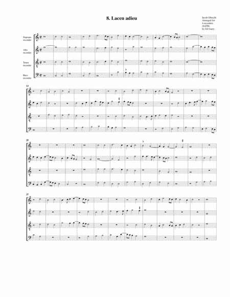 Lacen adieu (arrangement for 4 recorders)