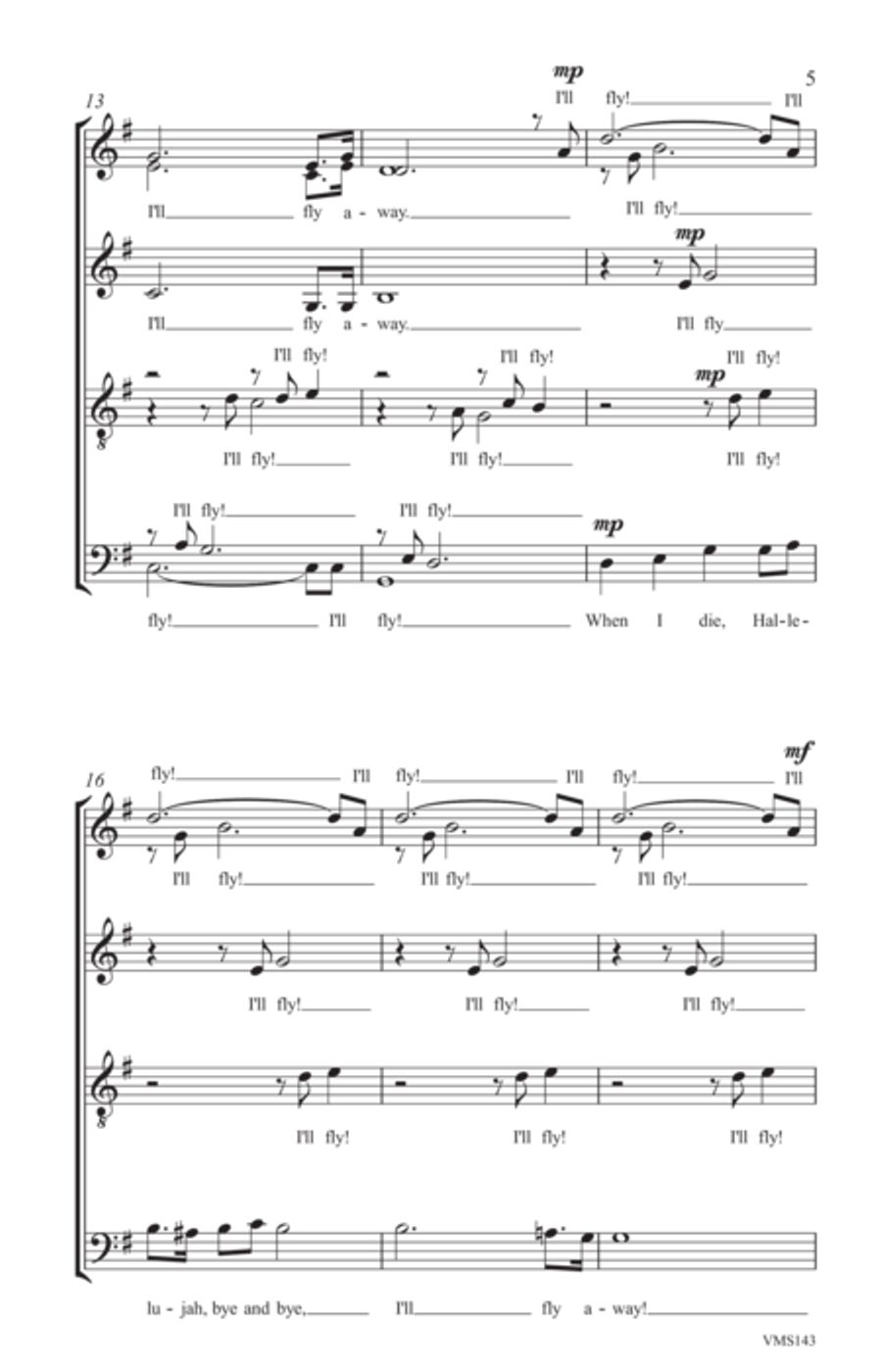 I'll Fly Away 4-Part scores gallery preview page 4