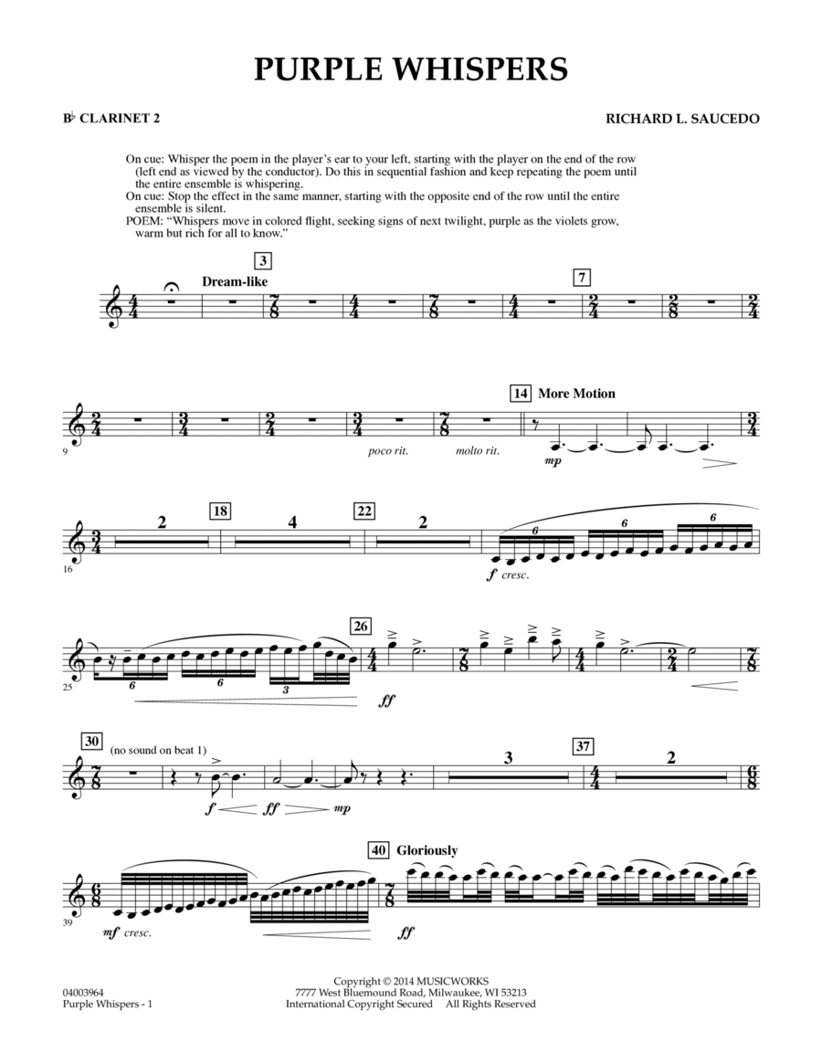 Purple Whispers - Bb Clarinet 2
