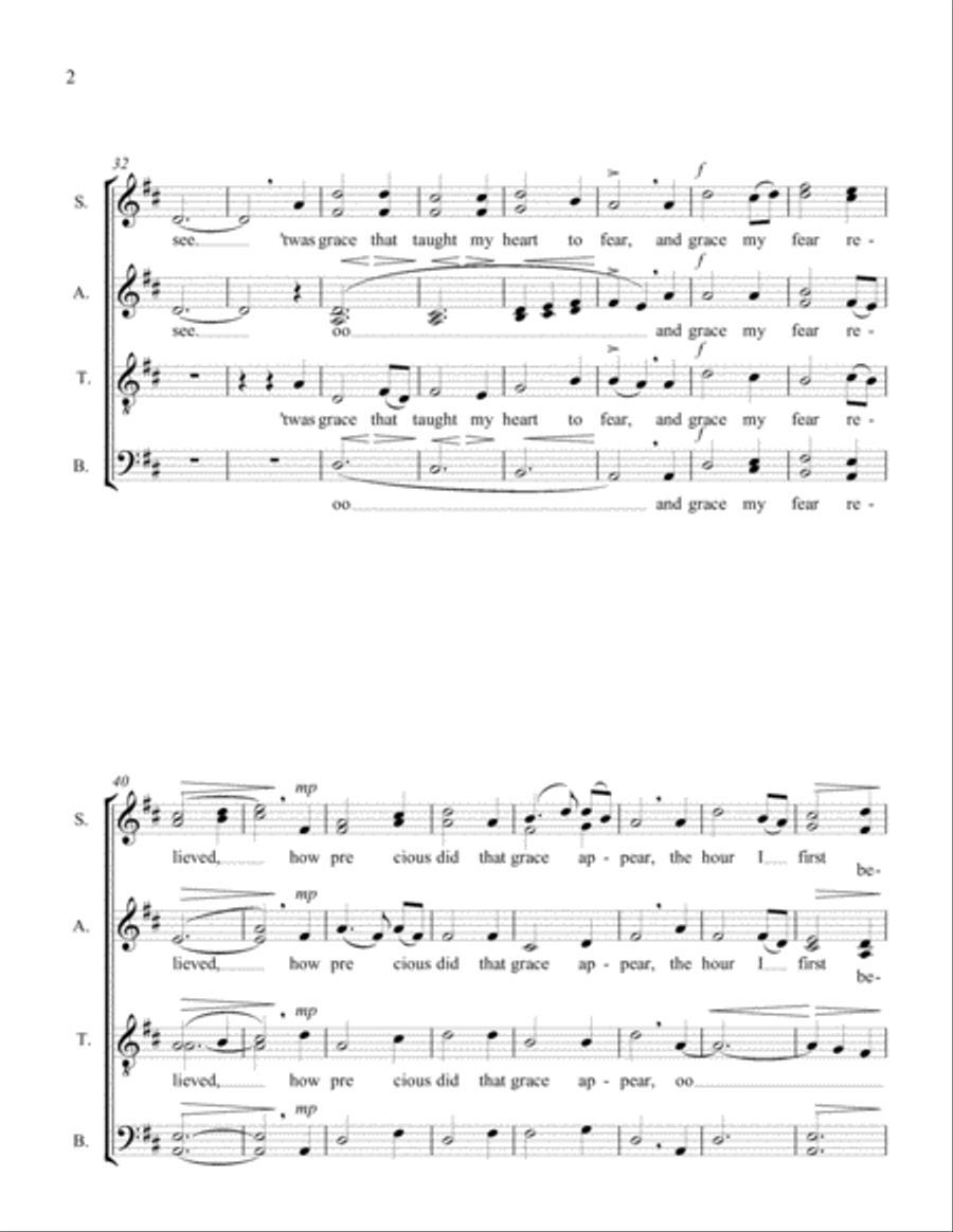 Amazing Grace 4-Part scores gallery preview page 2