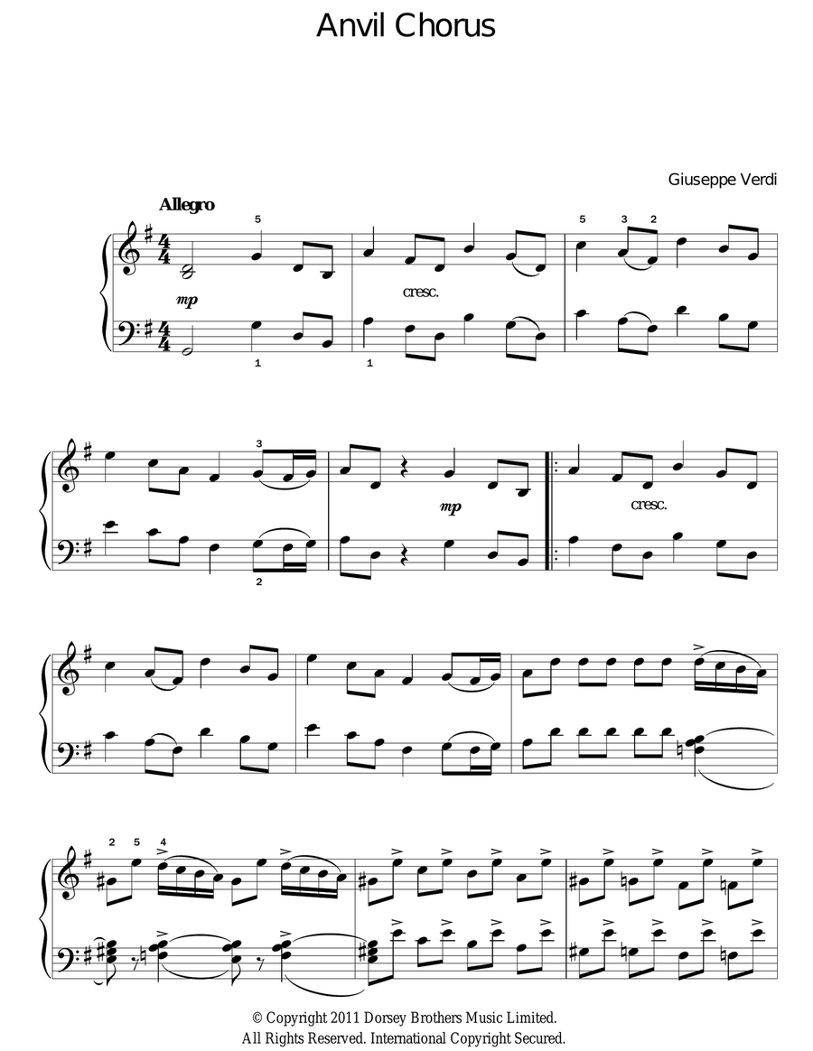 Anvil Chorus (from Il Trovatore) Voice scores gallery preview page 1