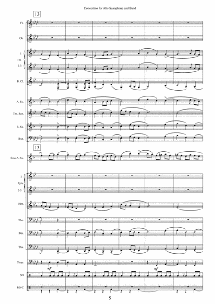 Concertino for Alto Saxophone and Band Concert Band scores gallery preview page 5