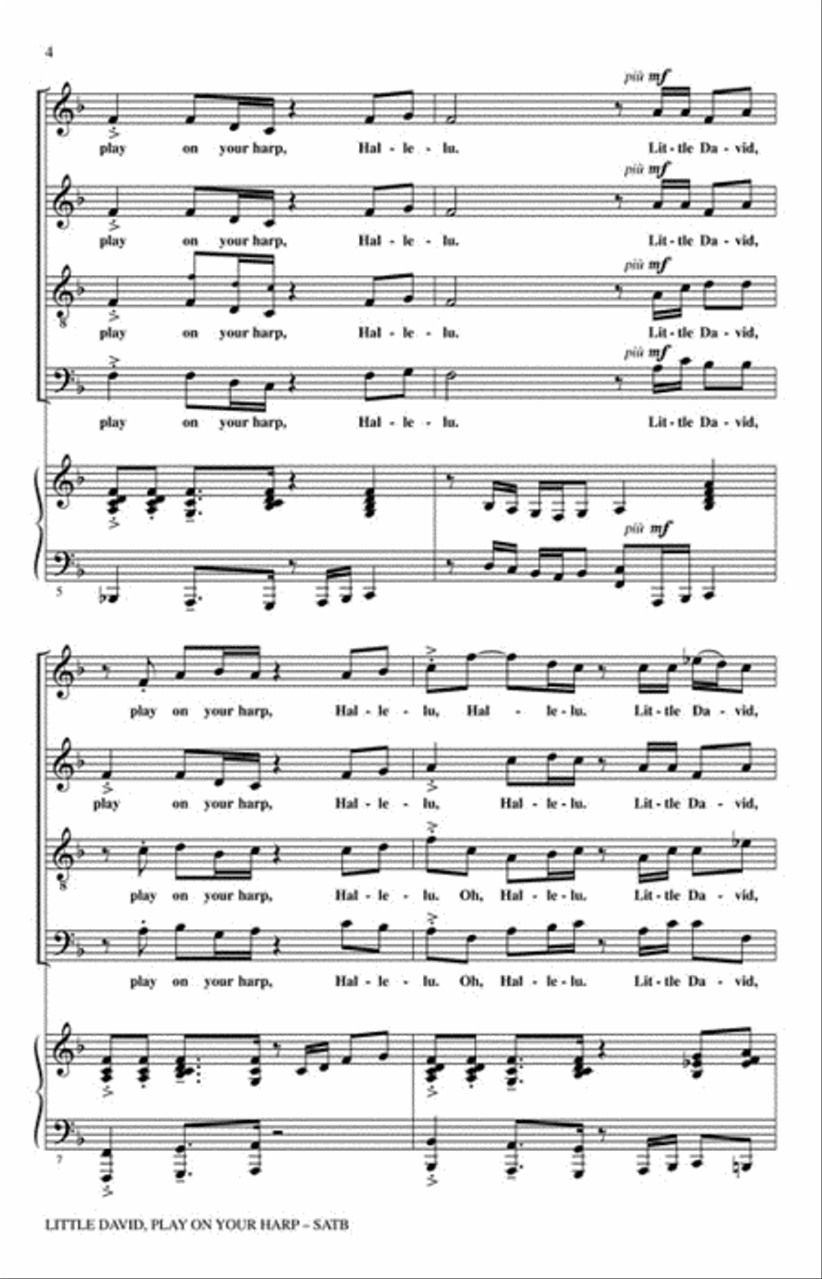 Little David, Play on Your Harp 4-Part scores gallery preview page 3
