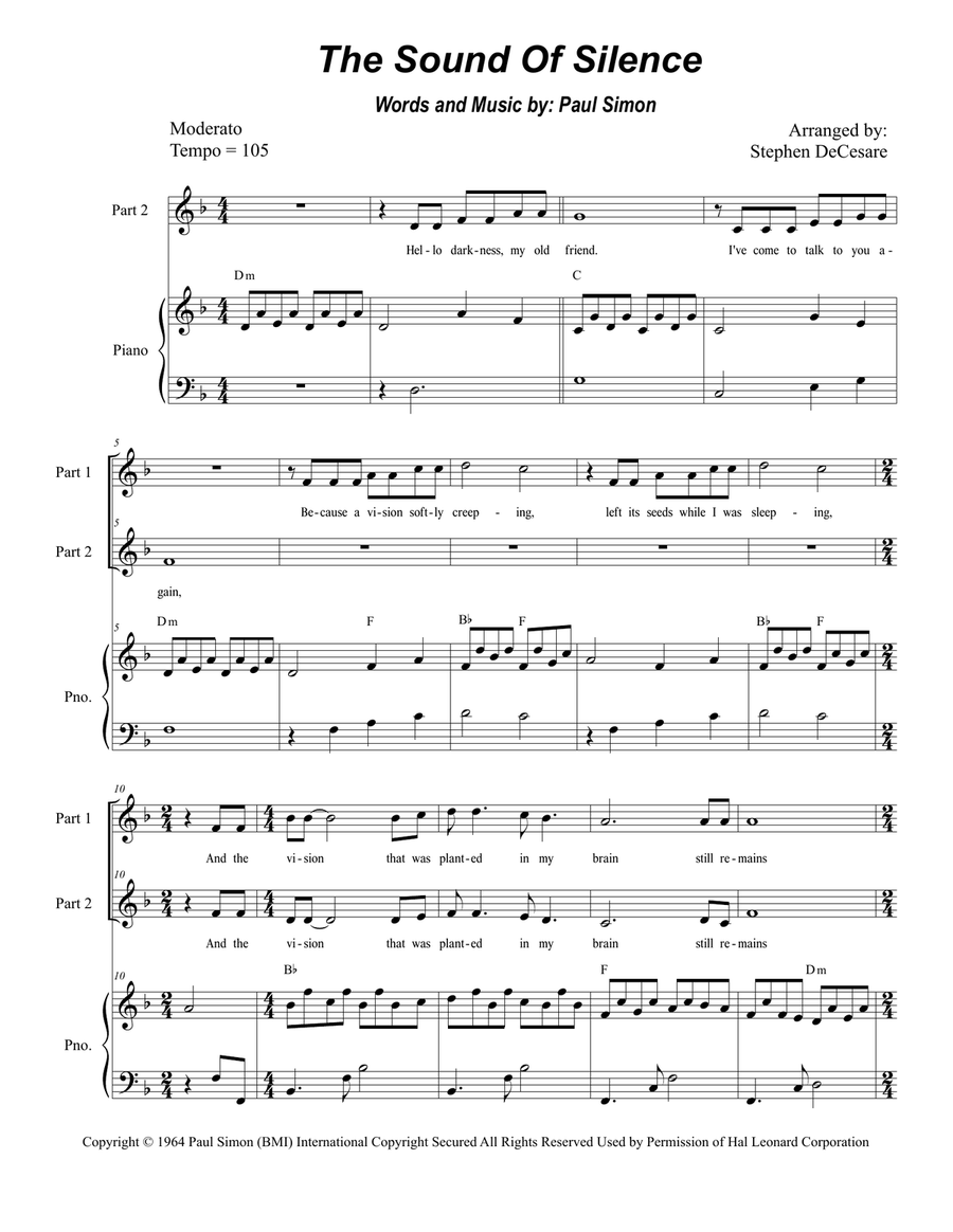 The Sound Of Silence 2-Part scores gallery preview page 1