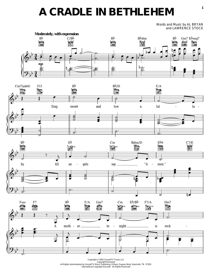 A Cradle In Bethlehem Piano, Vocal, Guitar scores gallery preview page 1