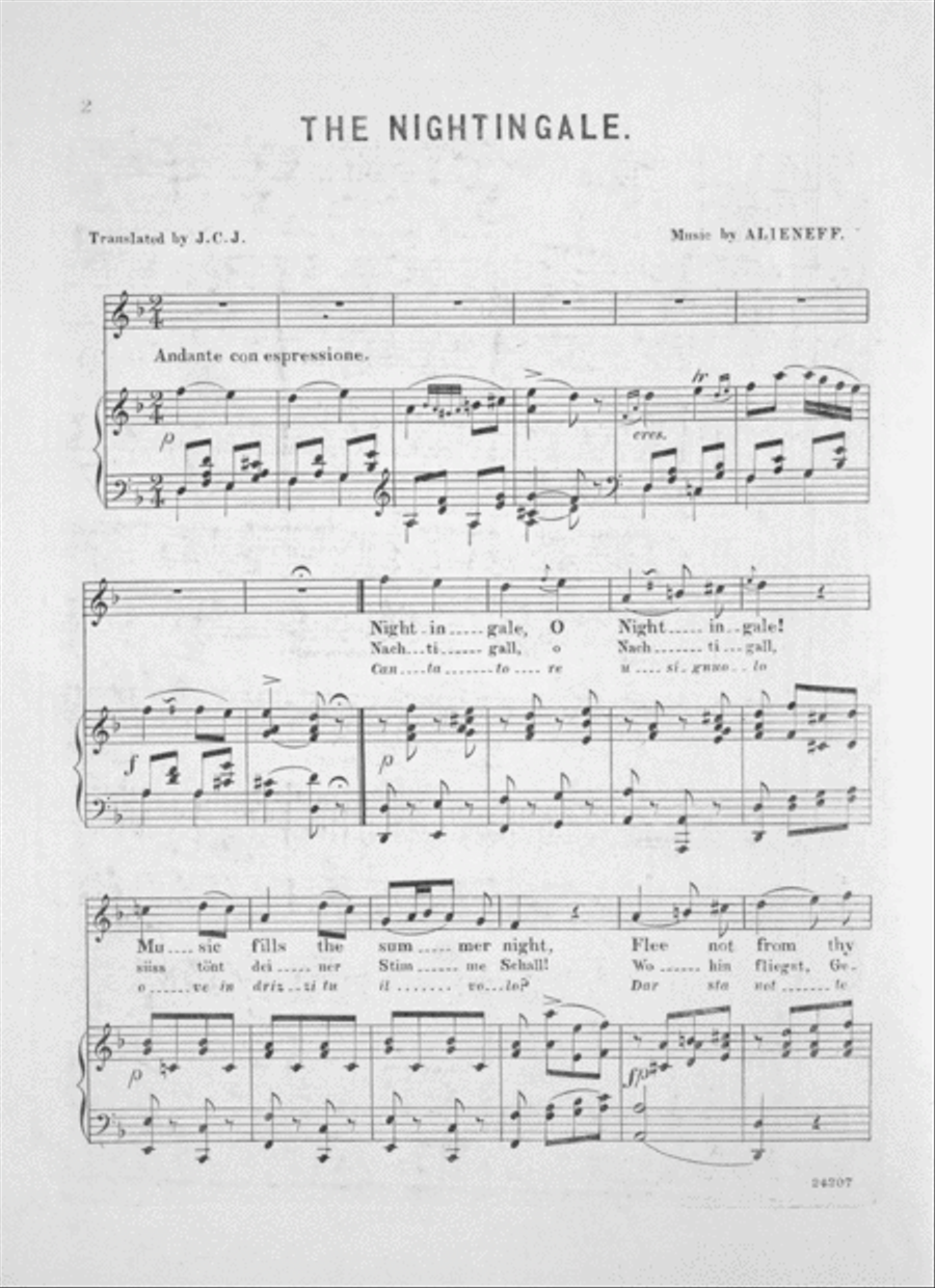 Russian Song. The Nightingale Voice scores gallery preview page 2