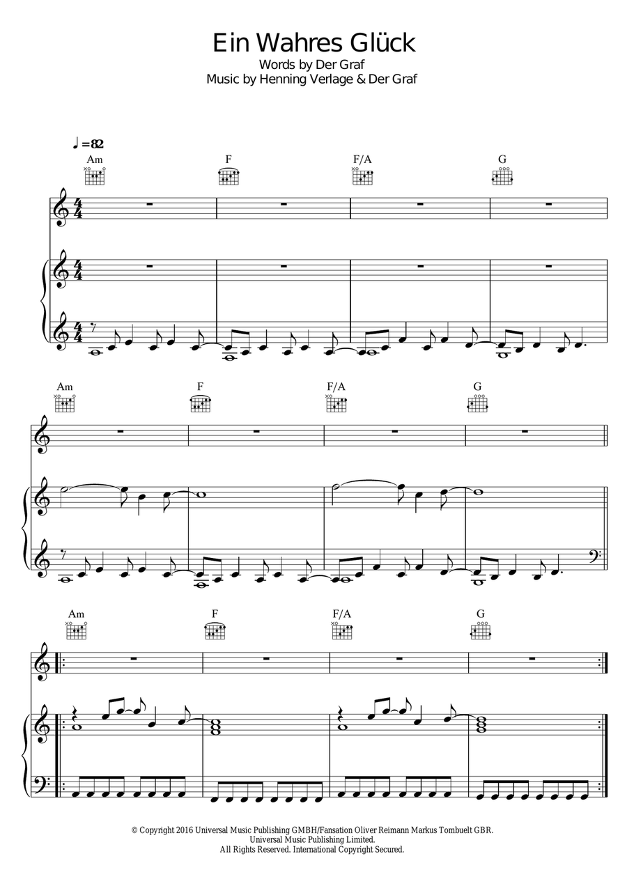Ein Wahres Gluck Ein Wahres Gluck Piano, Vocal scores gallery preview page 1