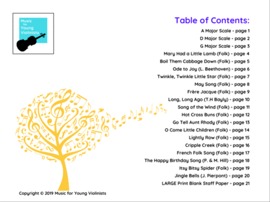 LARGE Print Music for Beginning Violin Violin Solo scores gallery preview page 3