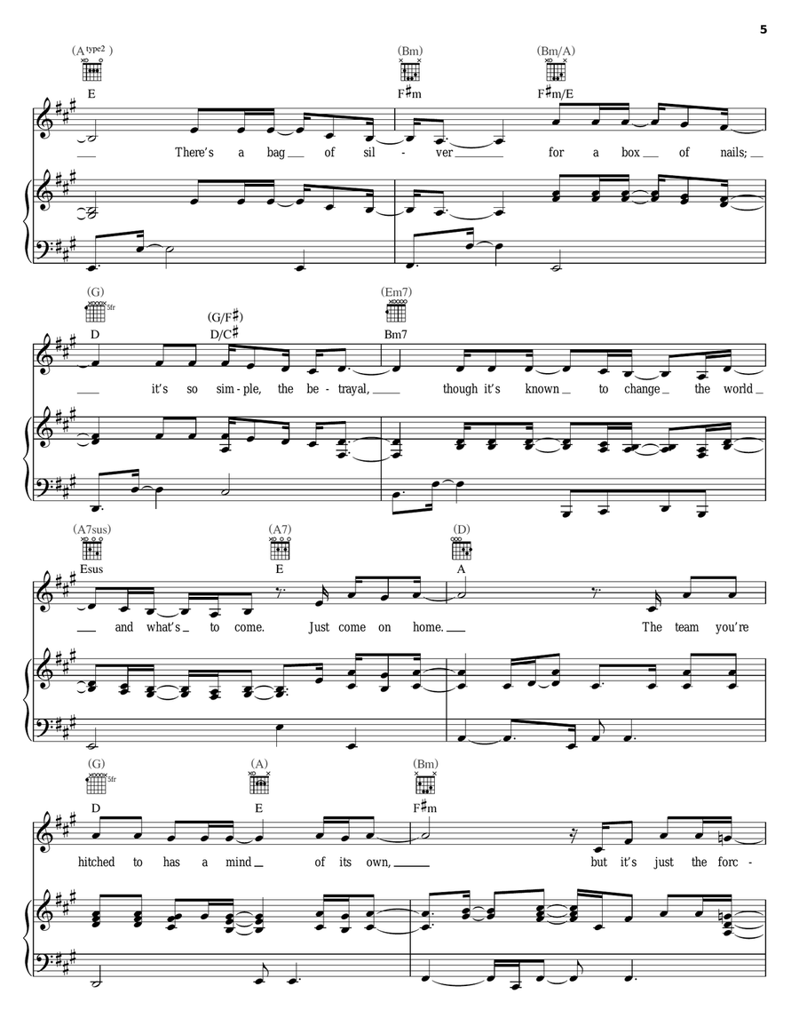 Come On Home Piano, Vocal, Guitar scores gallery preview page 5