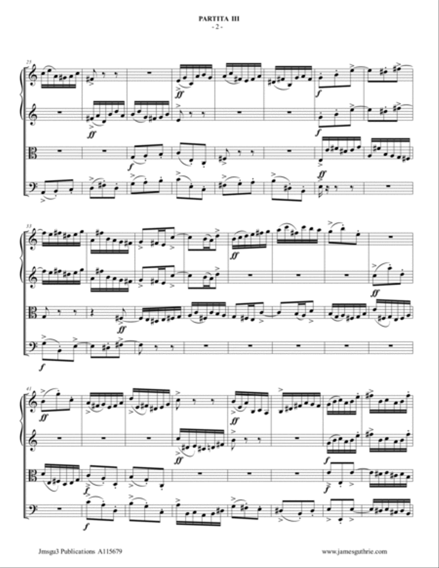 BACH: Partita No. 3 BWV 827 for String Quartet String Quartet scores gallery preview page 2