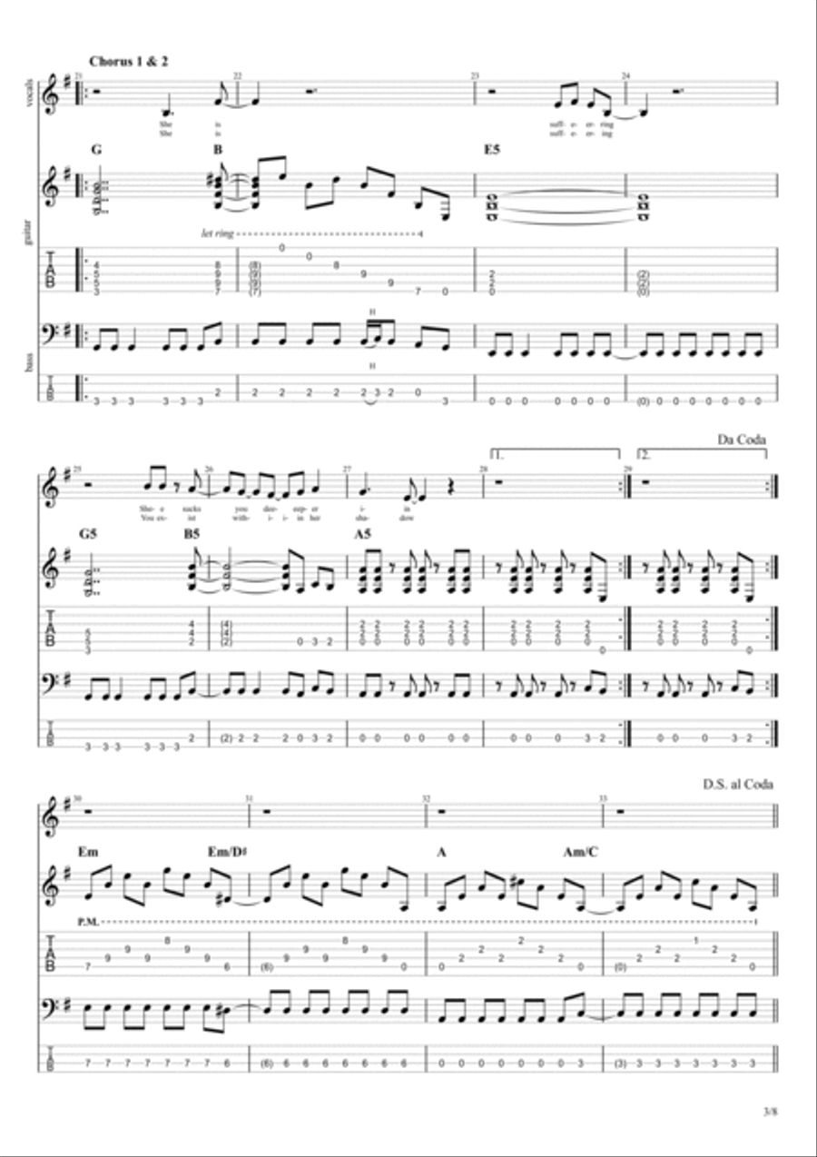 She's Suffering She's Suffering Guitar Tablature scores gallery preview page 3