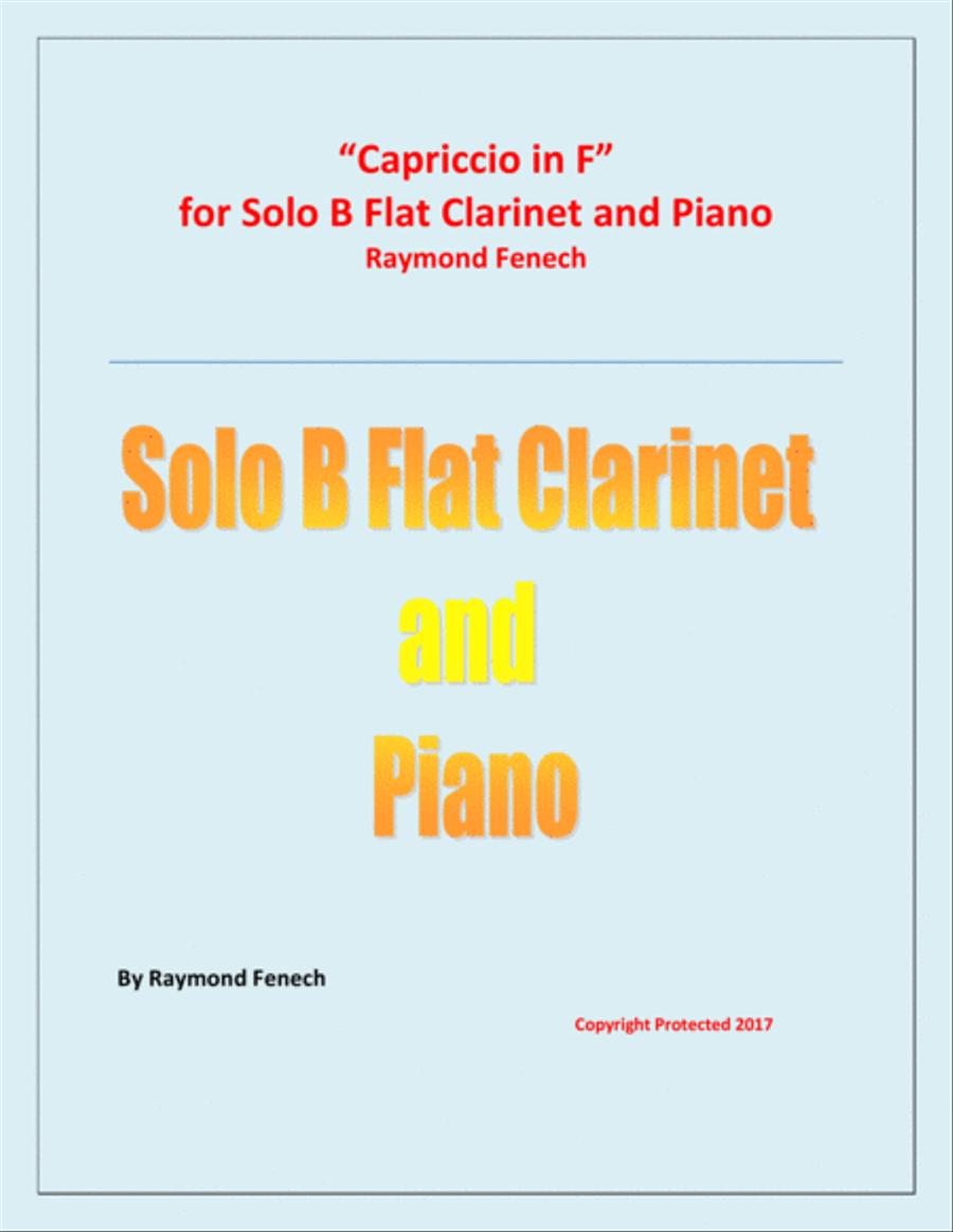Capriccio in F - For Solo B Flat Clarinet and Piano B-Flat Clarinet scores gallery preview page 1