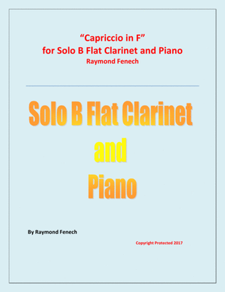Book cover for Capriccio in F - For Solo B Flat Clarinet and Piano