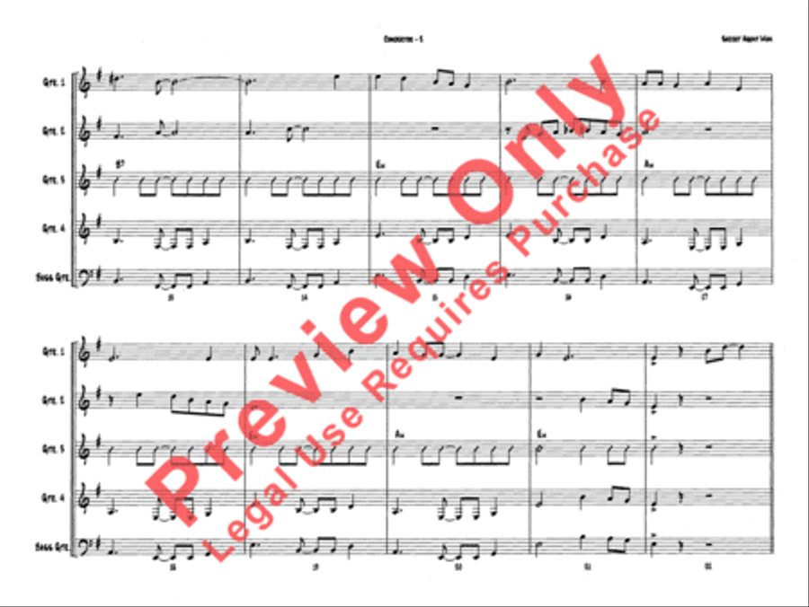 Belwin's 21st Century Guitar Ensemble -- Secret Agent Man Guitar Ensemble scores gallery preview page 4